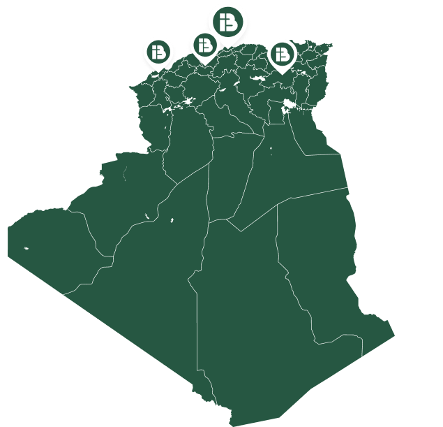 Map with locations of cities