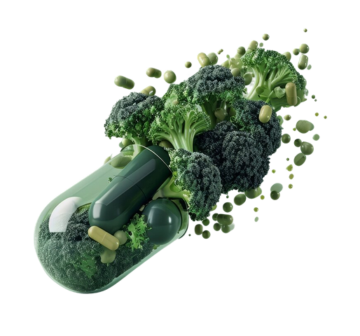 An open capsule with vegetables inside