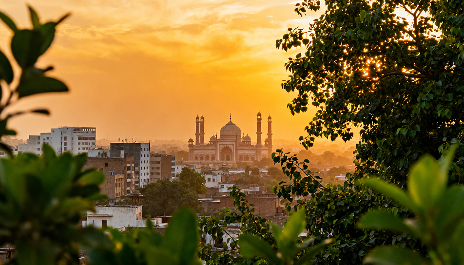 landscape with a view of the mosque