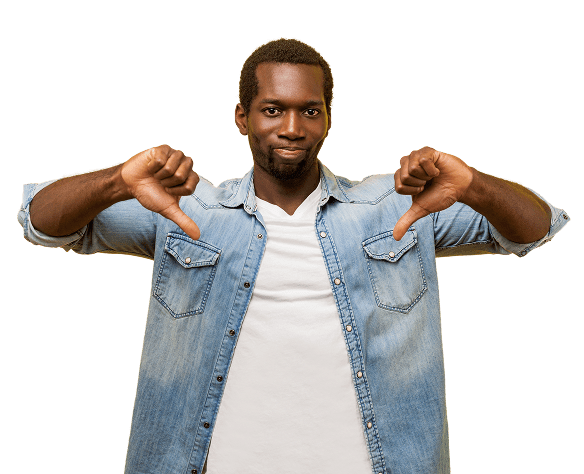 Man showing thumbs down